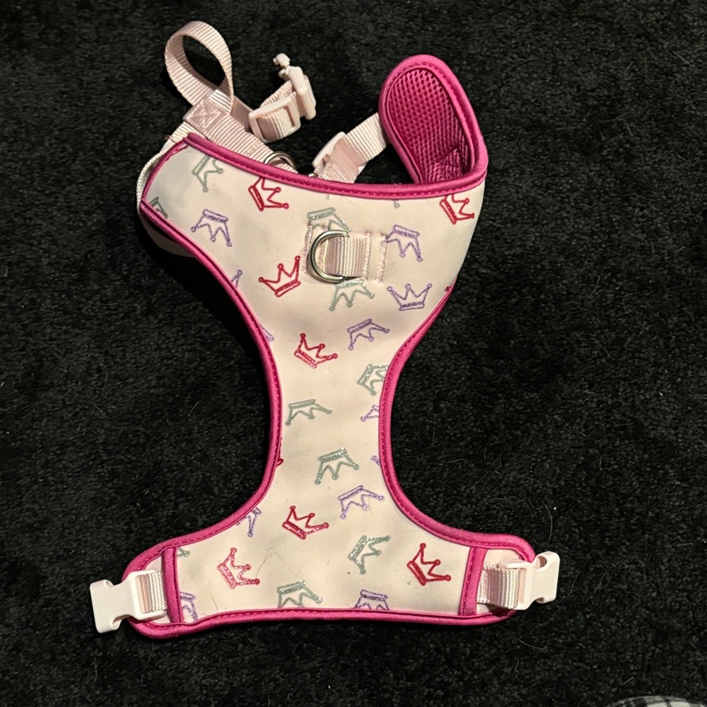 Sparkle Crown Pattern dog Harness - Pink and Multicolor
